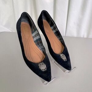 BROOKS BROTHERS WOMENS SUEDE/VELVET FLATS BLACK SIZE 7.5
